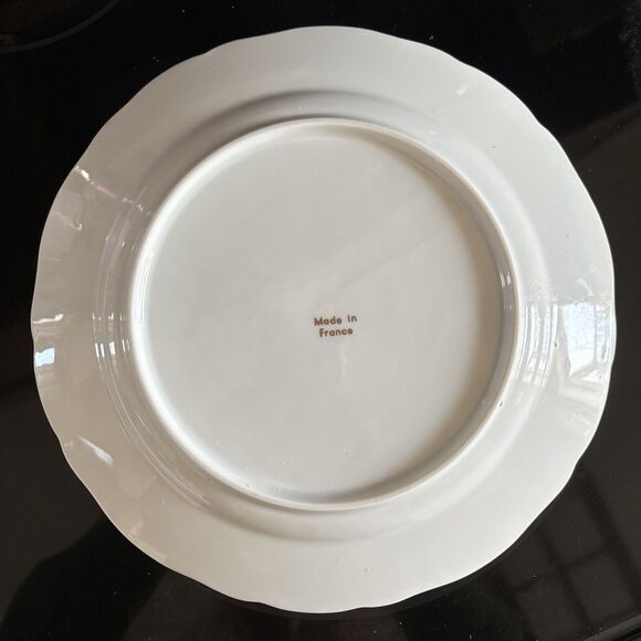 Hand Painted Fish Pattern Porcelain Dinner Plate Made In France Gold Gilt Rim - Picture 5 of 6